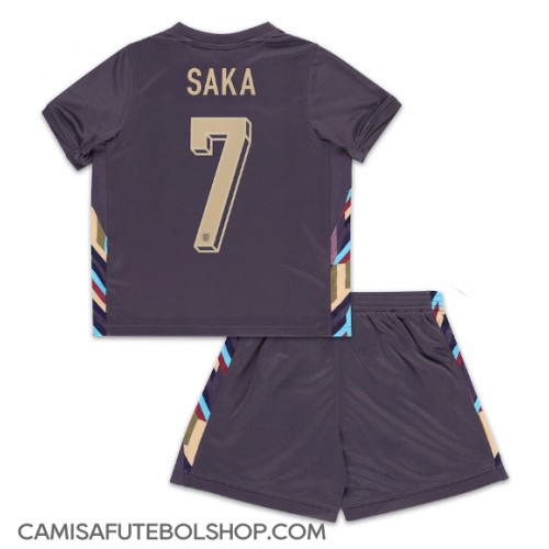 Camisa de time de futebol Inglaterra Bukayo Saka #7 Replicas 2º Equipamento Infantil Europeu 2024 Manga Curta (+ Calças curtas)